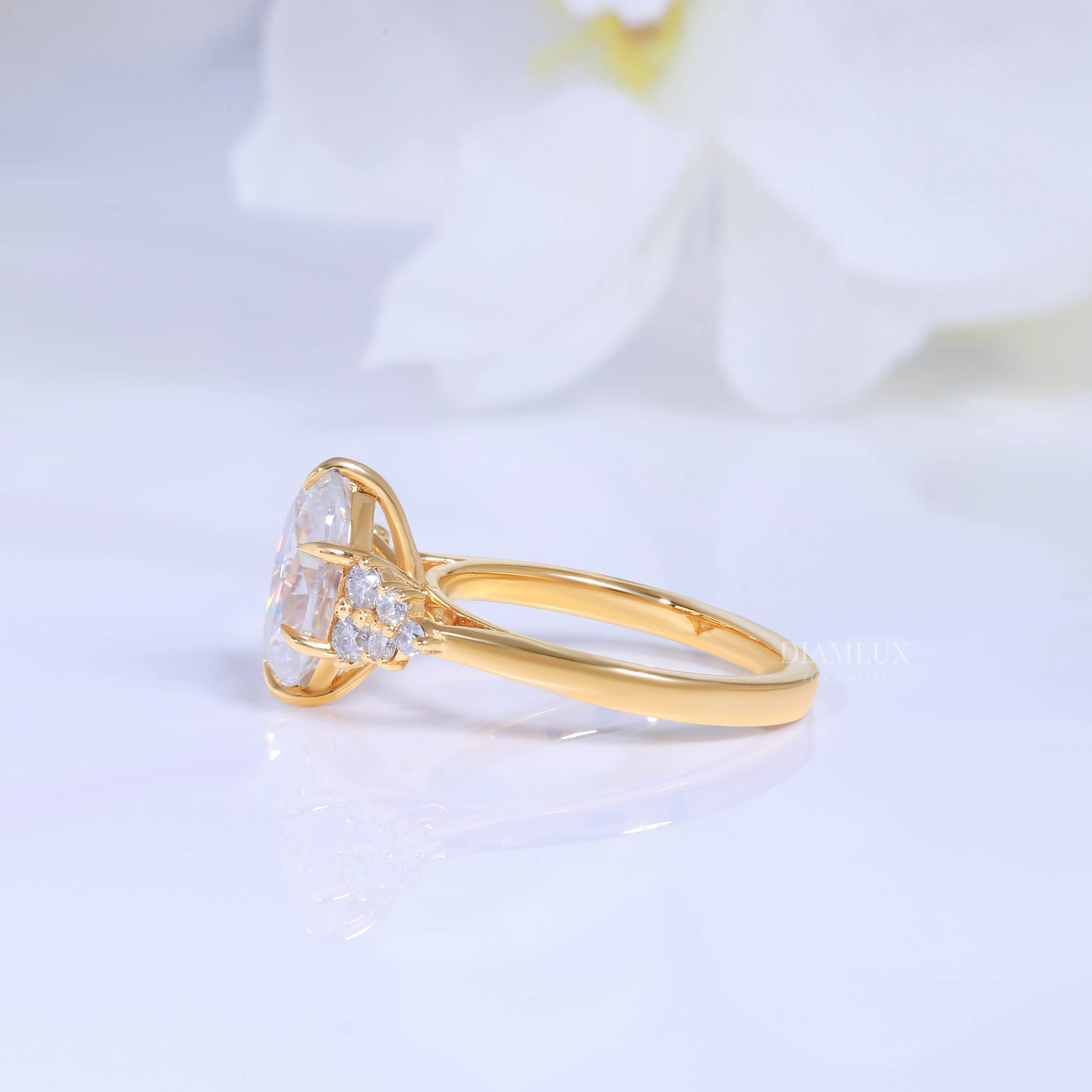 Pear Cut Lab Diamond Vintage Filigree Engagement Ring in 10kt Gold Diamlux Fine Jewelry