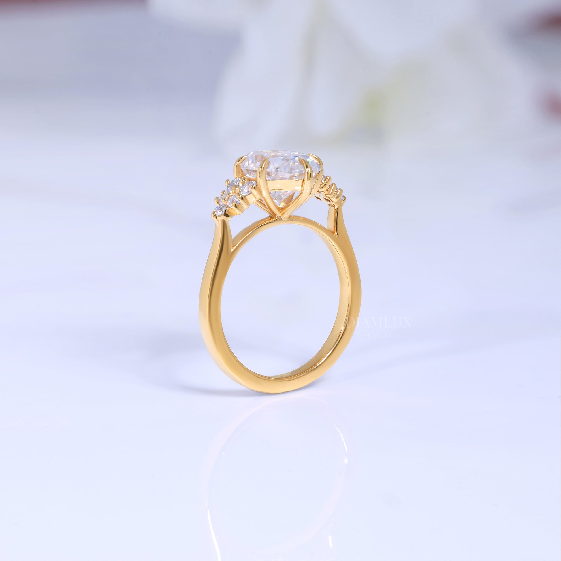 Pear Cut Lab Diamond Vintage Filigree Engagement Ring in 10kt Gold Diamlux Fine Jewelry