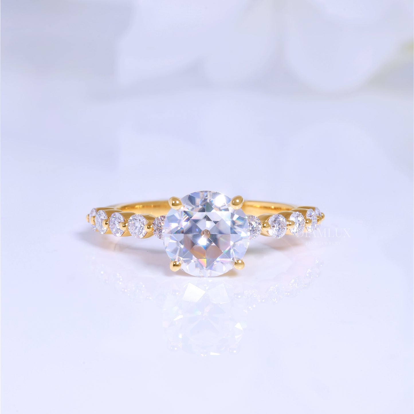 2ct Round Cut Lab Diamond Solitaire Engagement Ring in 14kt White Gold Diamlux Fine Jewelry