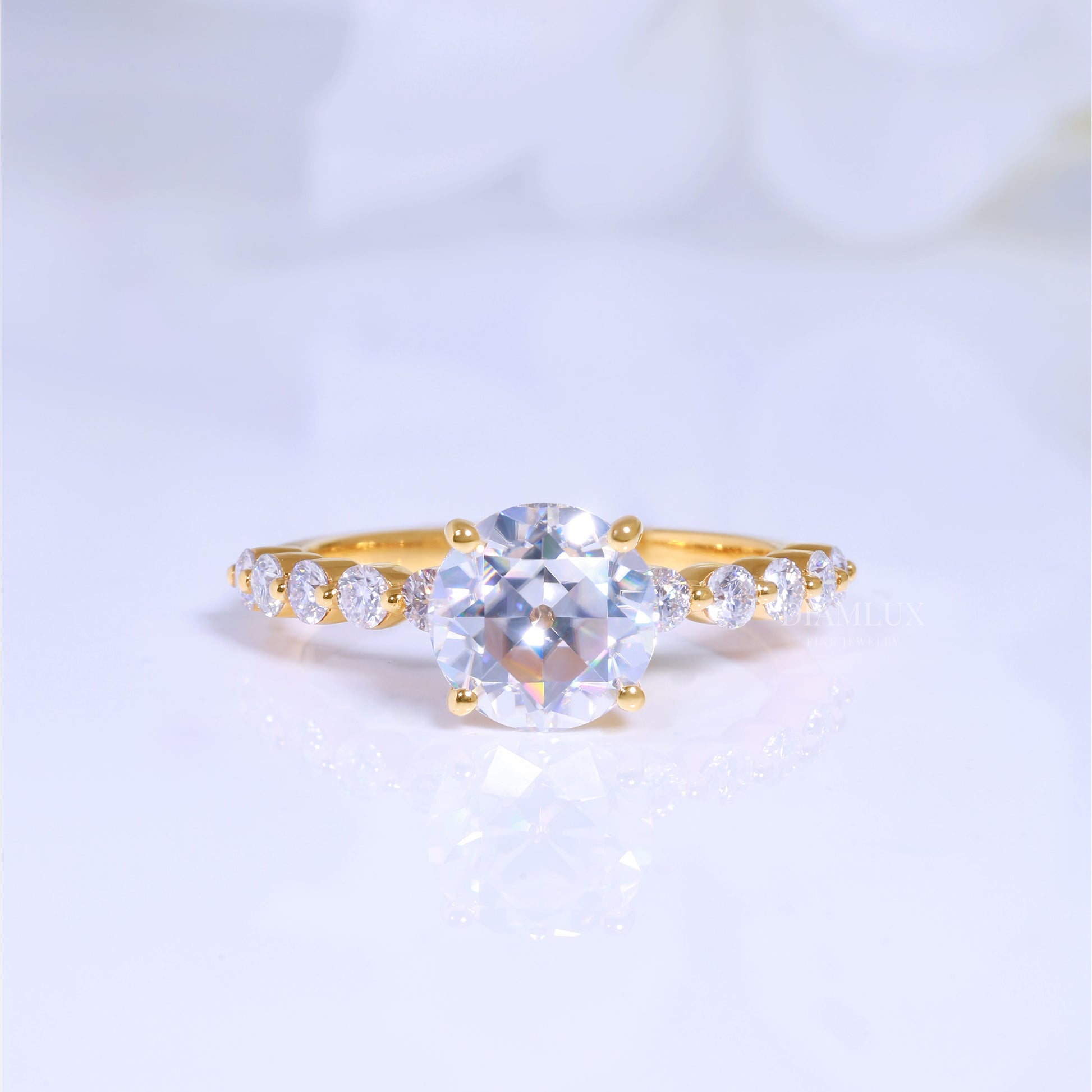 2ct Round Cut Lab Diamond Solitaire Engagement Ring in 14kt White Gold Diamlux Fine Jewelry