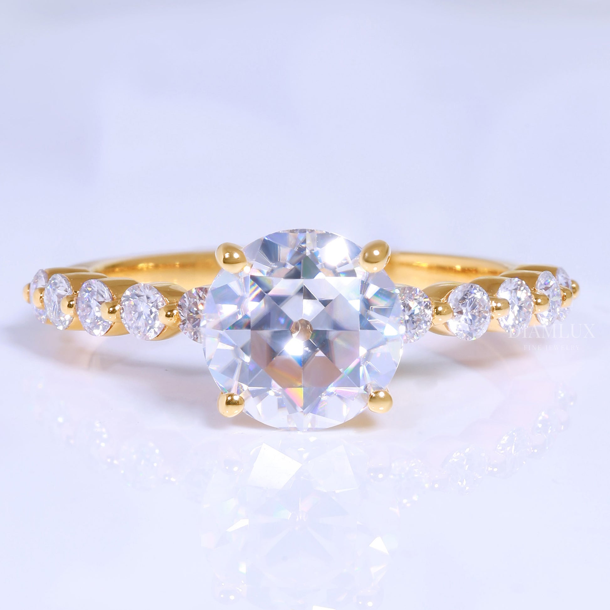 2ct Round Cut Lab Diamond Solitaire Engagement Ring in 14kt White Gold Diamlux Fine Jewelry