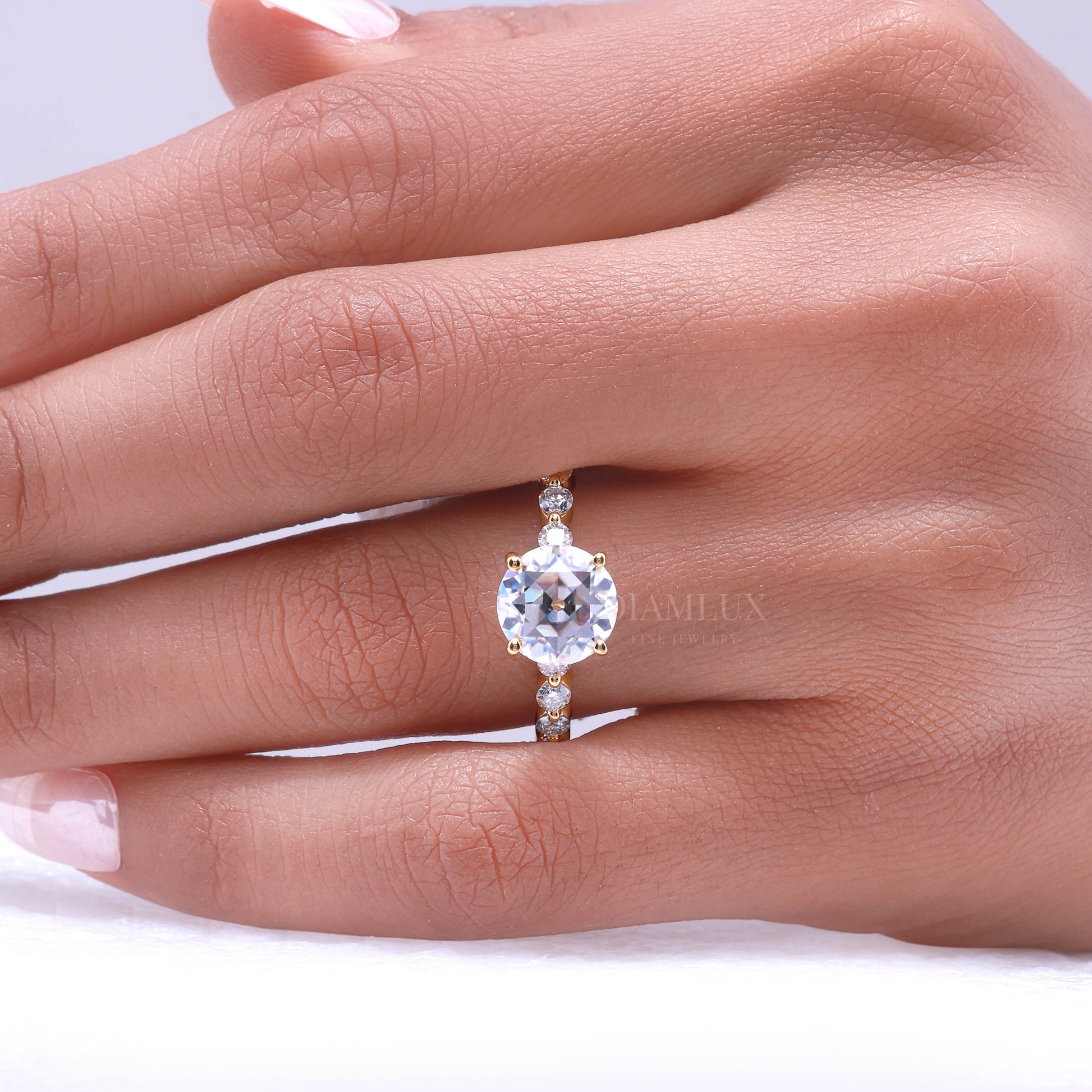 2ct Round Cut Lab Diamond Solitaire Engagement Ring in 14kt White Gold Diamlux Fine Jewelry