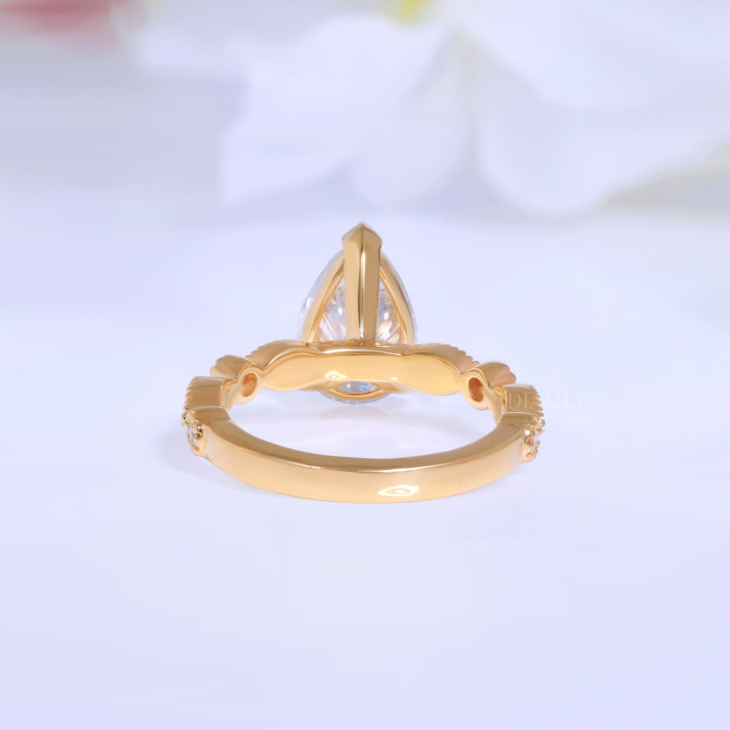 Pear Cut Lab Diamond Vintage Filigree Engagement Ring in 14kt Yellow Gold Diamlux Fine Jewelry