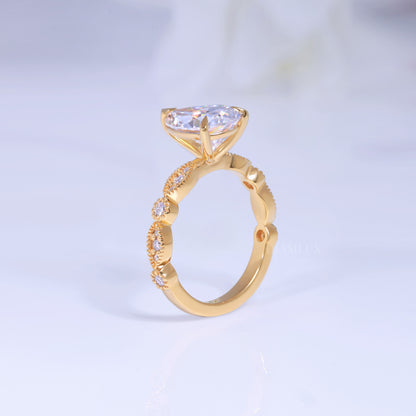 Pear Cut Lab Diamond Vintage Filigree Engagement Ring in 14kt Yellow Gold Diamlux Fine Jewelry