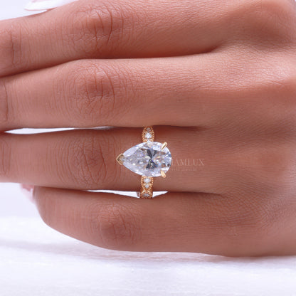 Pear Cut Lab Diamond Vintage Filigree Engagement Ring in 14kt Yellow Gold Diamlux Fine Jewelry