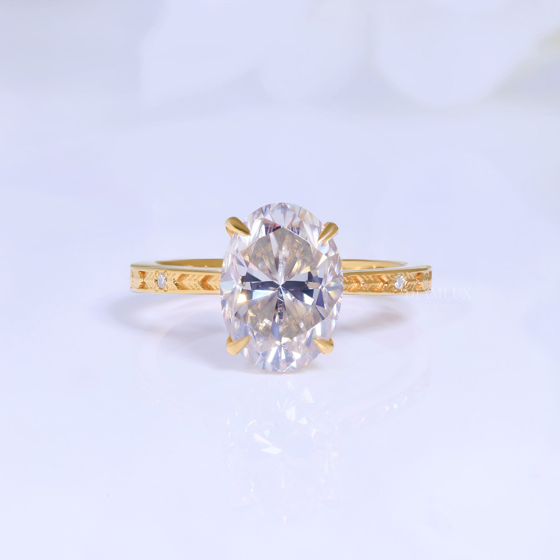 0kt Gold Hexagon Cut Lab Diamond Vintage-Inspired Ring Diamlux Fine Jewelry