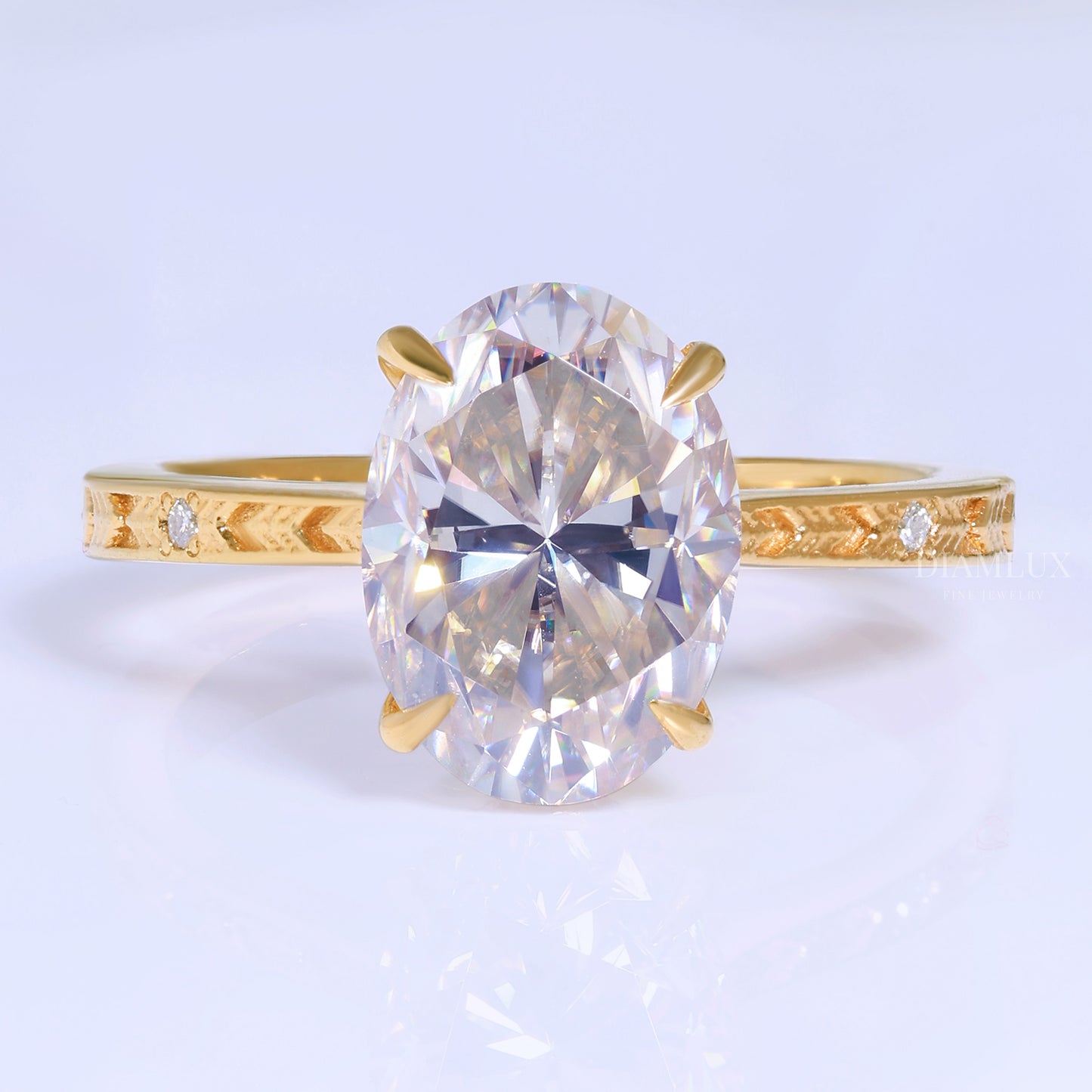 0kt Gold Hexagon Cut Lab Diamond Vintage-Inspired Ring Diamlux Fine Jewelry