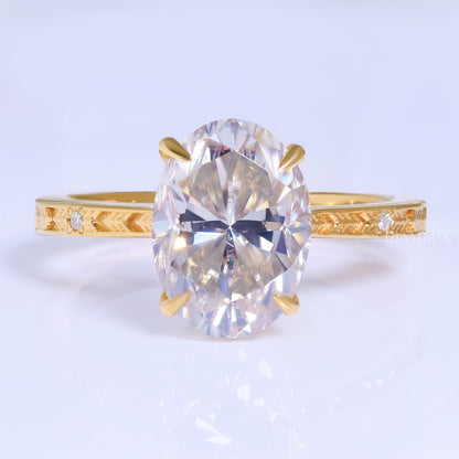 0kt Gold Hexagon Cut Lab Diamond Vintage-Inspired Ring Diamlux Fine Jewelry