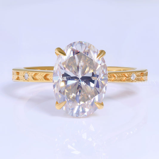 0kt Gold Hexagon Cut Lab Diamond Vintage-Inspired Ring Diamlux Fine Jewelry