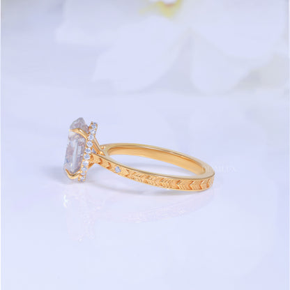 0kt Gold Hexagon Cut Lab Diamond Vintage-Inspired Ring Diamlux Fine Jewelry