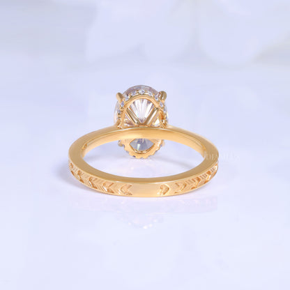 0kt Gold Hexagon Cut Lab Diamond Vintage-Inspired Ring Diamlux Fine Jewelry