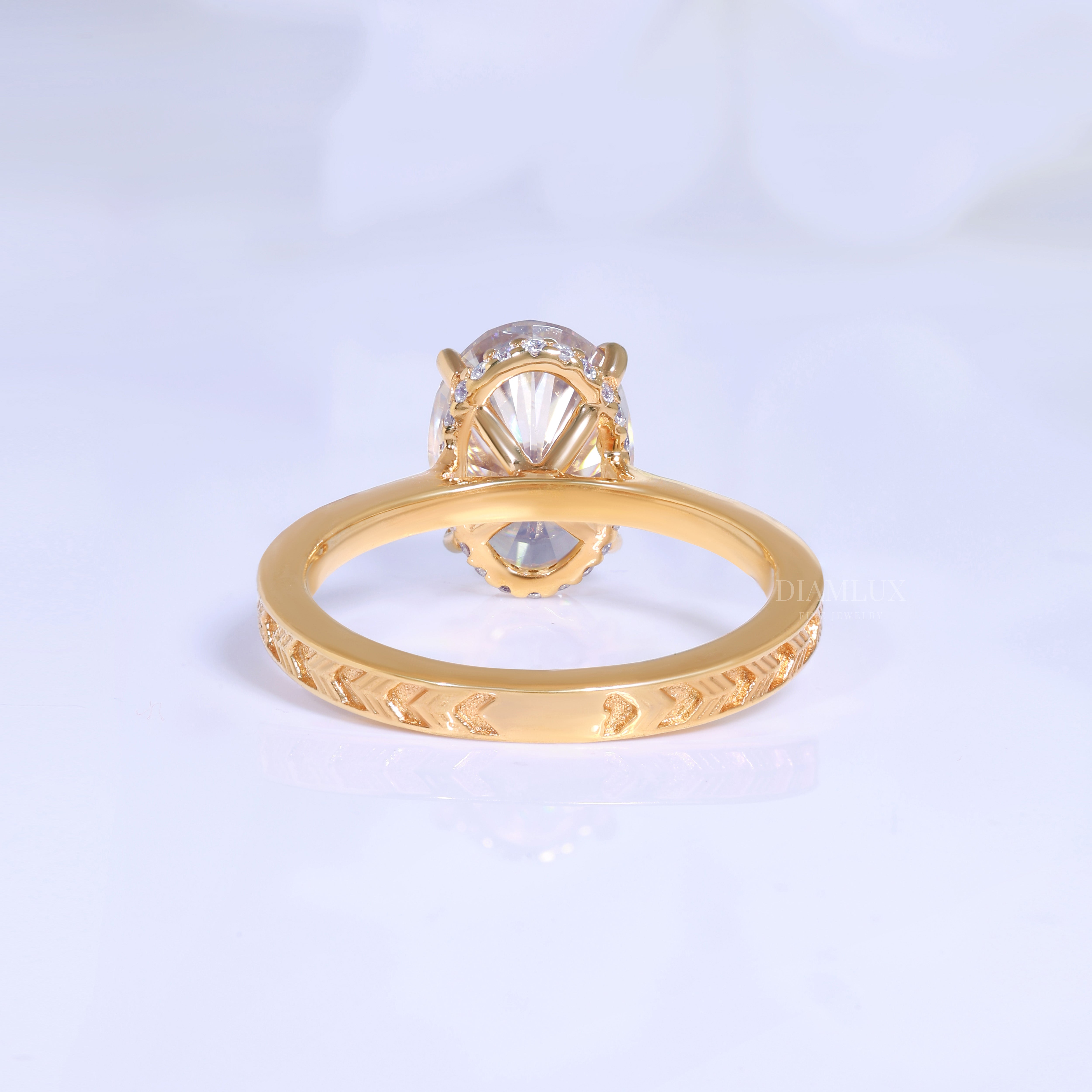 0kt Gold Hexagon Cut Lab Diamond Vintage-Inspired Ring Diamlux Fine Jewelry