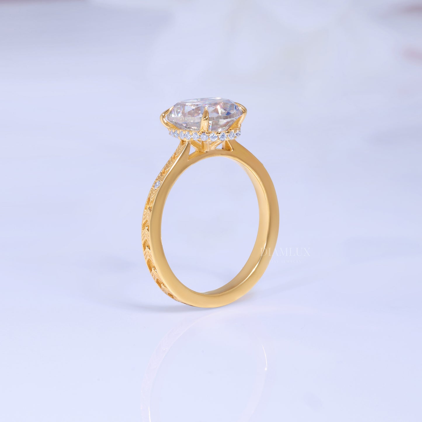 0kt Gold Hexagon Cut Lab Diamond Vintage-Inspired Ring Diamlux Fine Jewelry