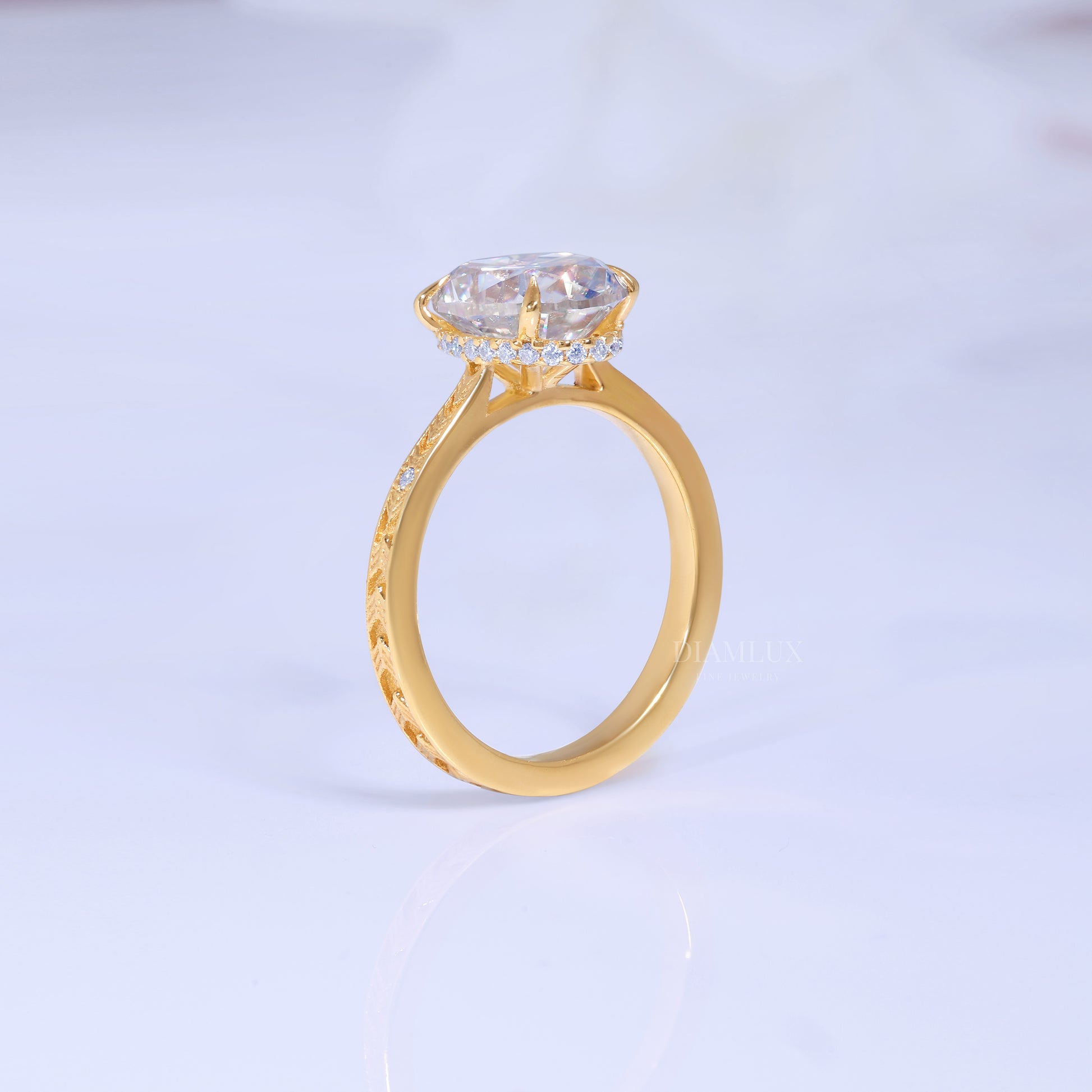0kt Gold Hexagon Cut Lab Diamond Vintage-Inspired Ring Diamlux Fine Jewelry