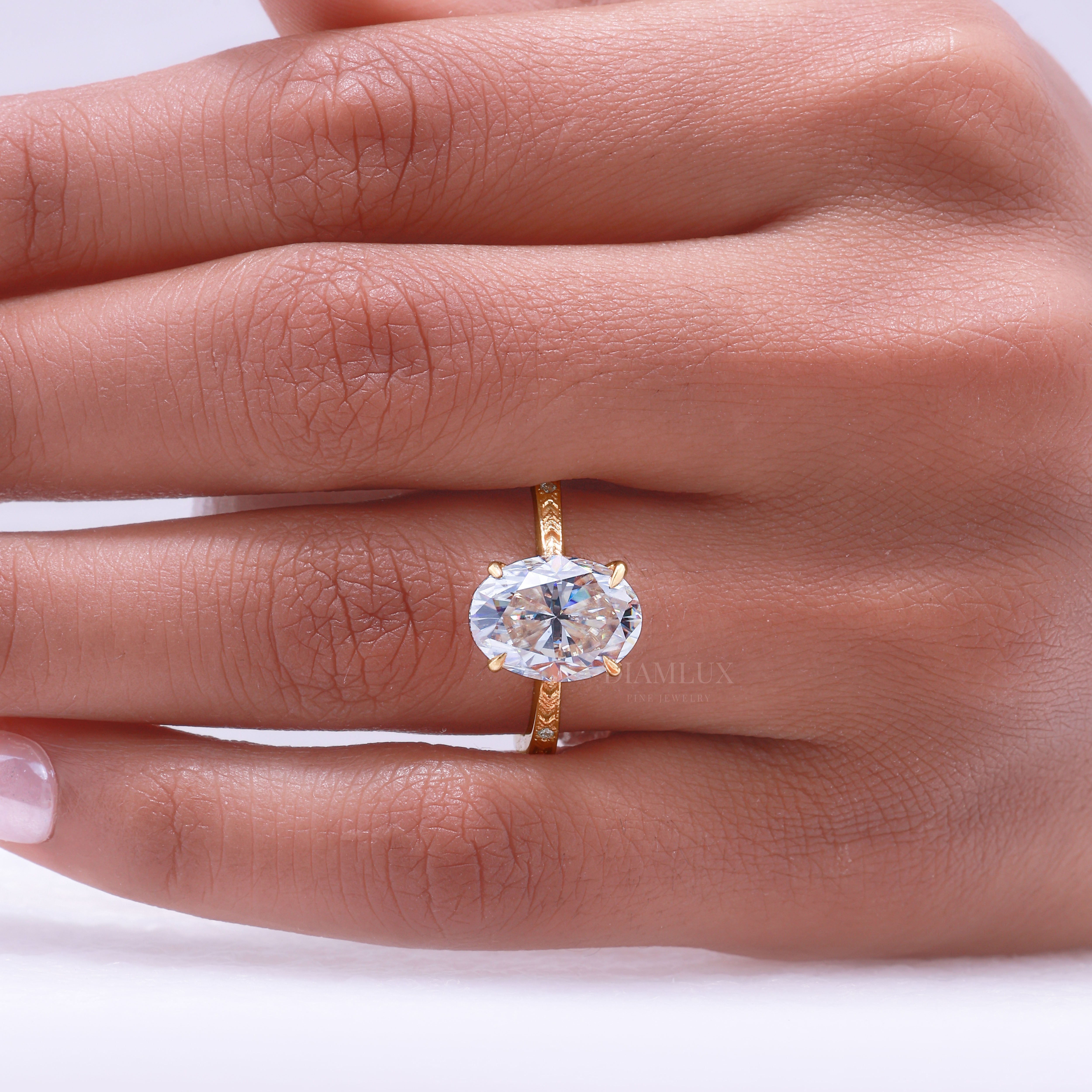 0kt Gold Hexagon Cut Lab Diamond Vintage-Inspired Ring Diamlux Fine Jewelry