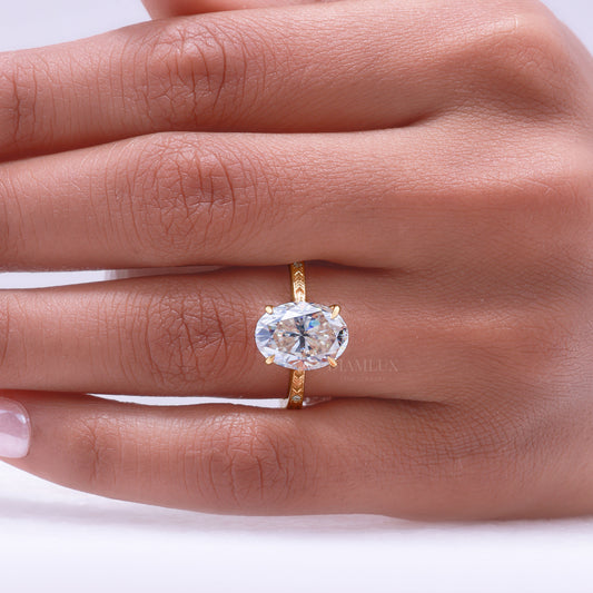 0kt Gold Hexagon Cut Lab Diamond Vintage-Inspired Ring Diamlux Fine Jewelry