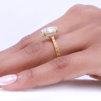 0kt Gold Hexagon Cut Lab Diamond Vintage-Inspired Ring Diamlux Fine Jewelry