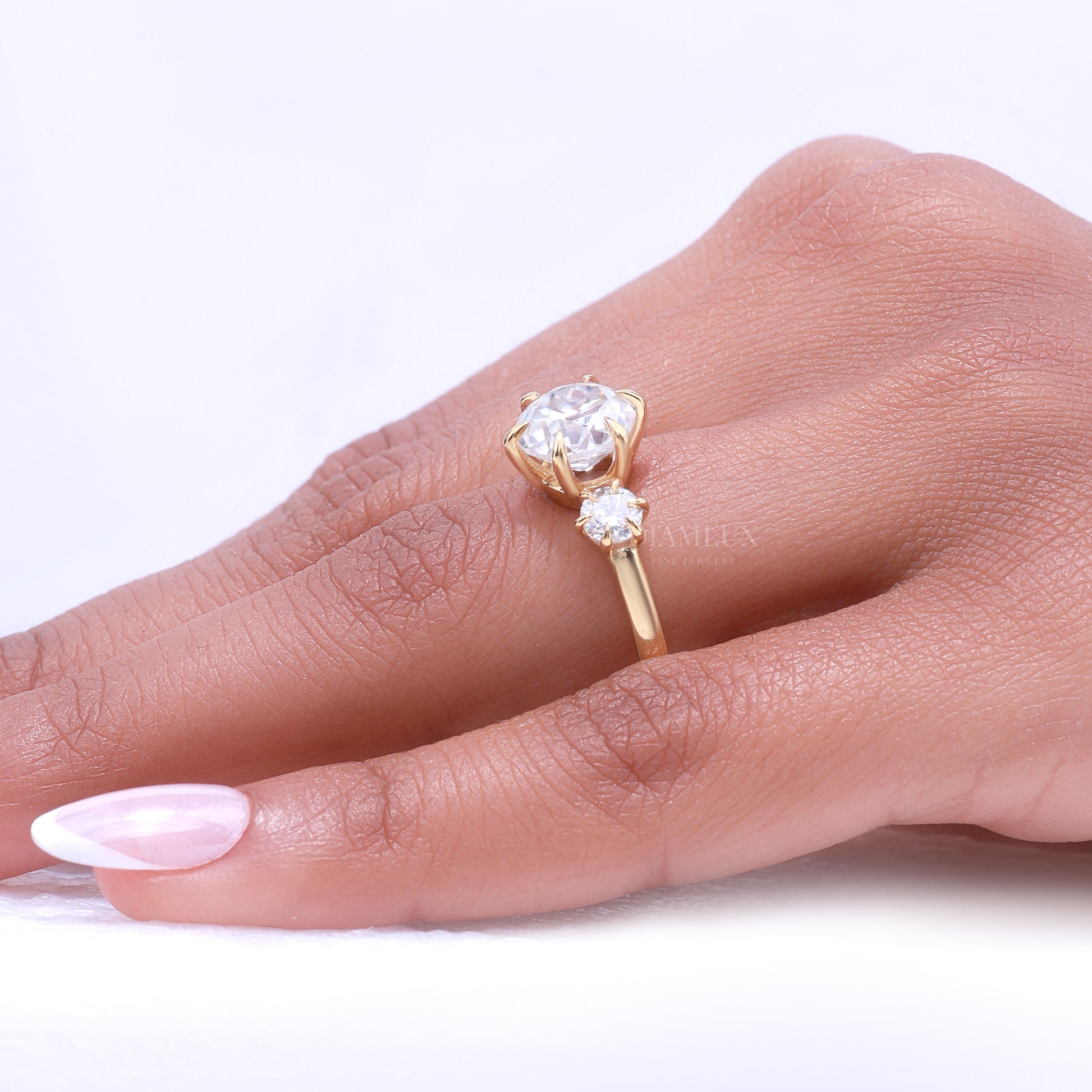 10kt Gold Hexagon Cut Lab Diamond Vintage-Inspired Ring Diamlux Fine Jewelry