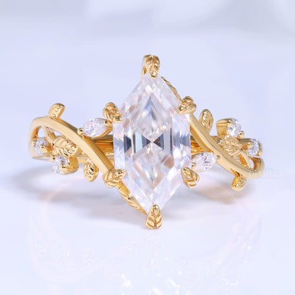 10kt Gold Hexagon Cut Lab Diamond Vintage-Inspired Ring Diamlux Fine Jewelry