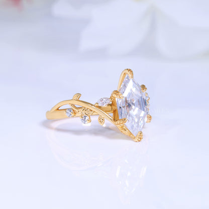 10kt Gold Hexagon Cut Lab Diamond Vintage-Inspired Ring Diamlux Fine Jewelry