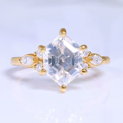 10kt Gold Hexagon Cut Lab Diamond Vintage-Inspired Ring Diamlux Fine Jewelry