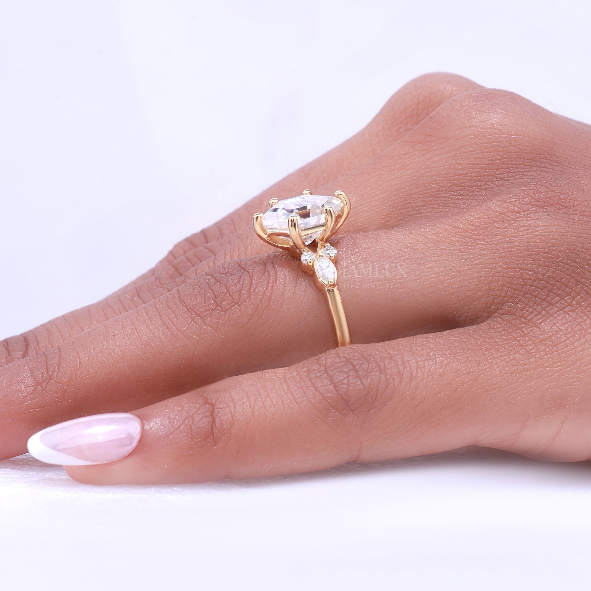 10kt Gold Hexagon Cut Lab Diamond Vintage-Inspired Ring Diamlux Fine Jewelry