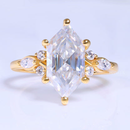 10kt Gold Hexagon Cut Lab Diamond Vintage-Inspired Ring Diamlux Fine Jewelry