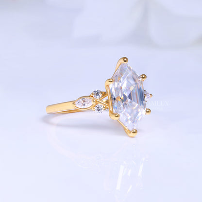 10kt Gold Hexagon Cut Lab Diamond Vintage-Inspired Ring Diamlux Fine Jewelry