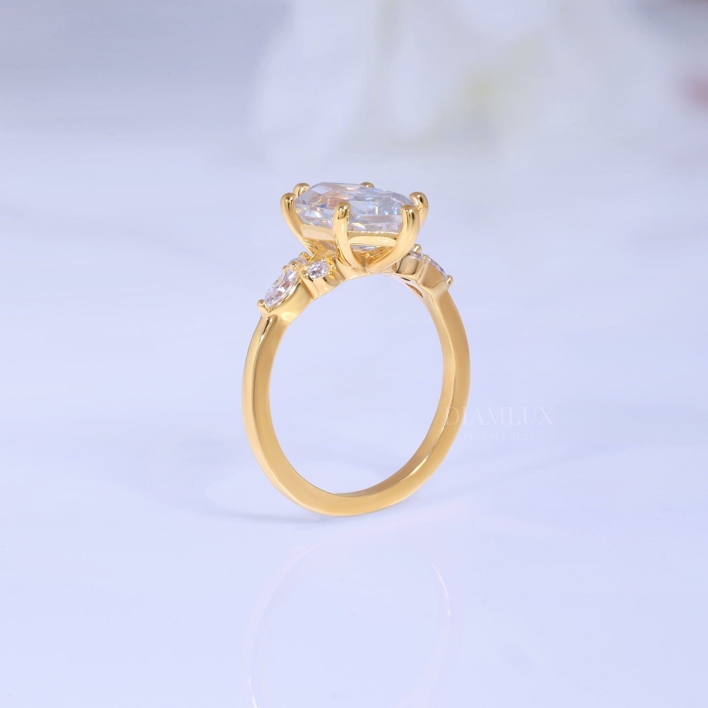 10kt Gold Hexagon Cut Lab Diamond Vintage-Inspired Ring Diamlux Fine Jewelry