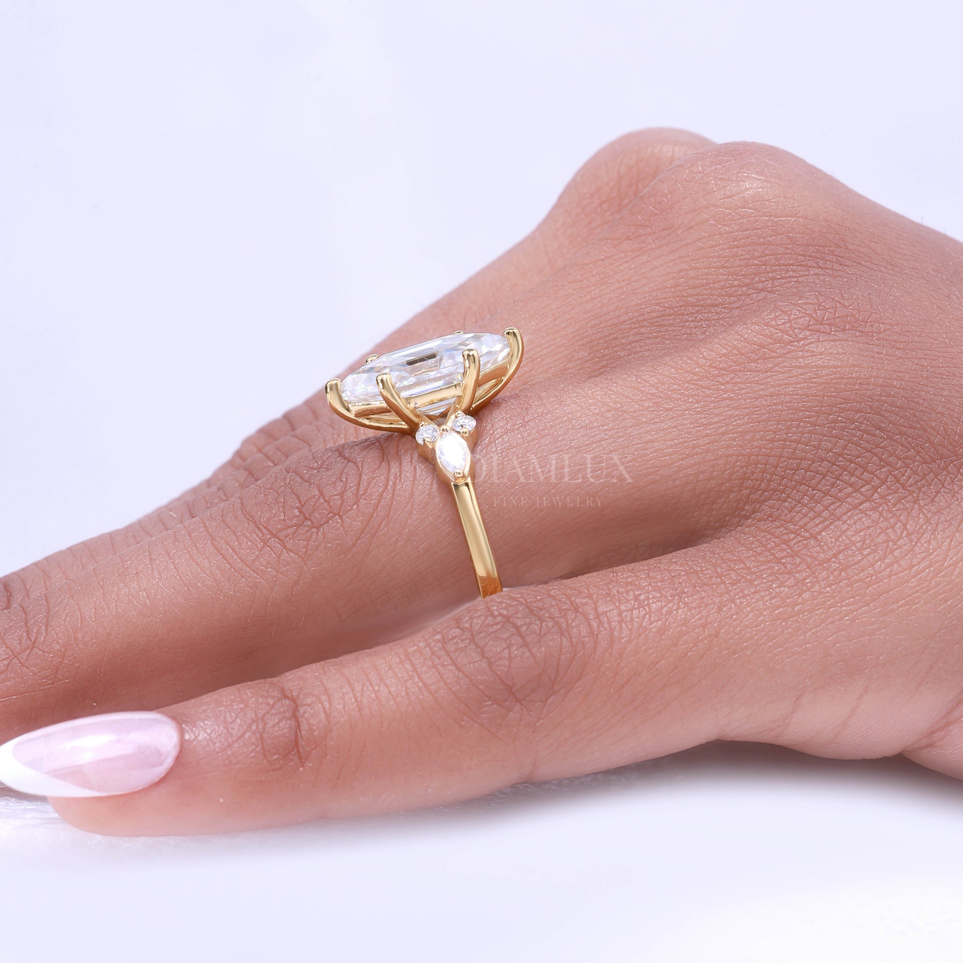 10kt Gold Hexagon Cut Lab Diamond Vintage-Inspired Ring Diamlux Fine Jewelry