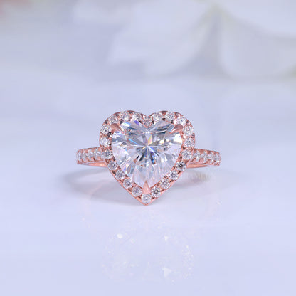Rose Gold Heart-Shaped Diamond Halo Engagement Ring Diamlux Fine Jewelry