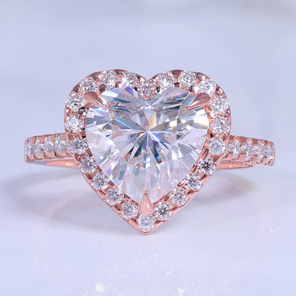 Rose Gold Heart-Shaped Diamond Halo Engagement Ring Diamlux Fine Jewelry