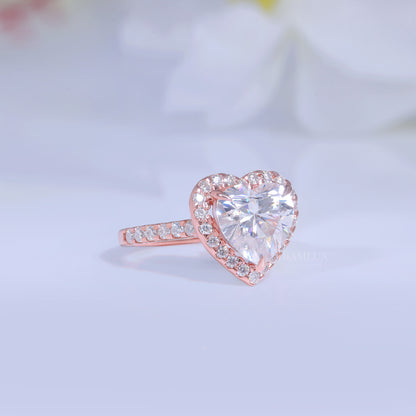 Rose Gold Heart-Shaped Diamond Halo Engagement Ring Diamlux Fine Jewelry