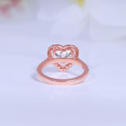 Rose Gold Heart-Shaped Diamond Halo Engagement Ring Diamlux Fine Jewelry