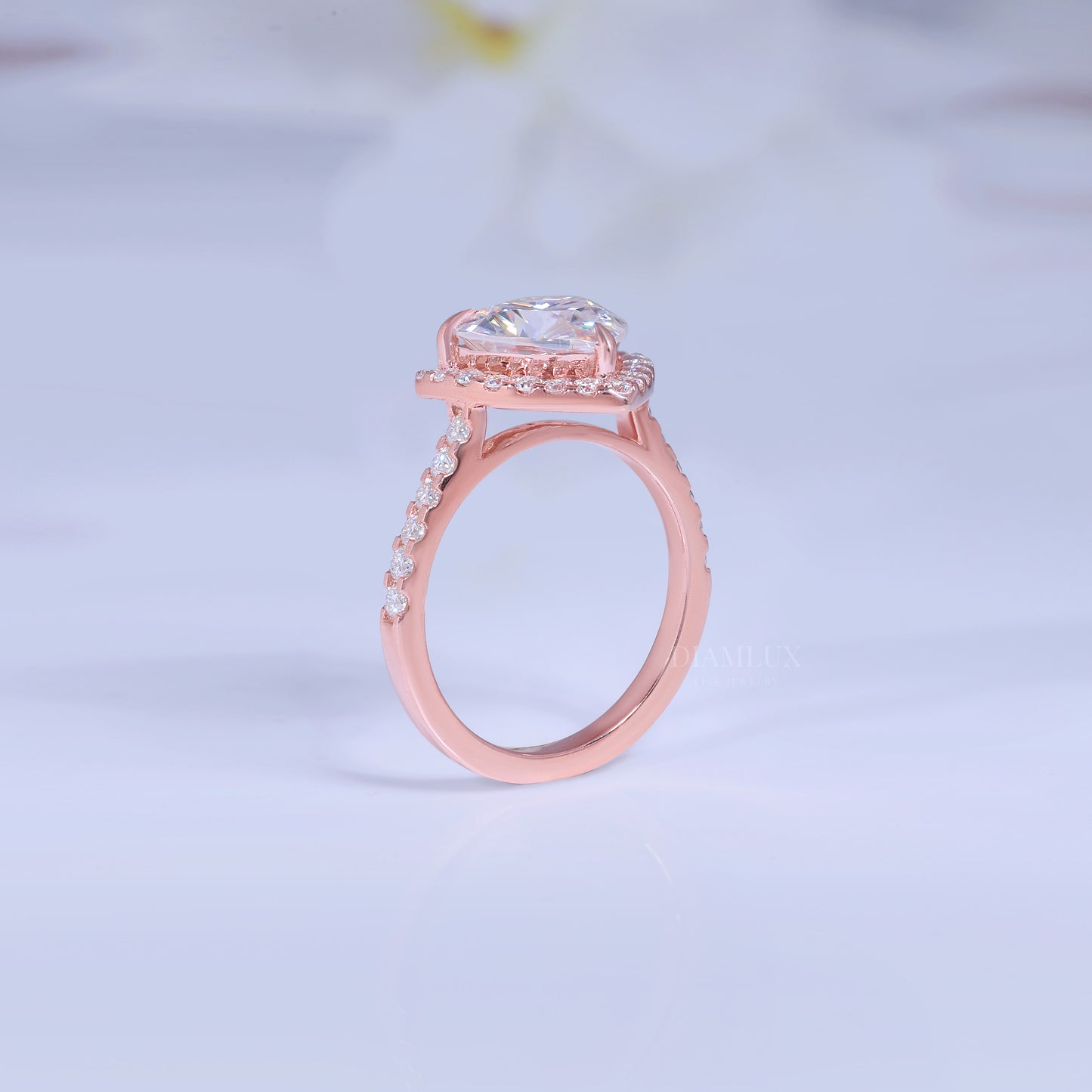 Rose Gold Heart-Shaped Diamond Halo Engagement Ring Diamlux Fine Jewelry