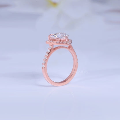Rose Gold Heart-Shaped Diamond Halo Engagement Ring Diamlux Fine Jewelry