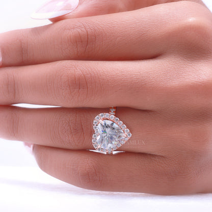 Rose Gold Heart-Shaped Diamond Halo Engagement Ring Diamlux Fine Jewelry