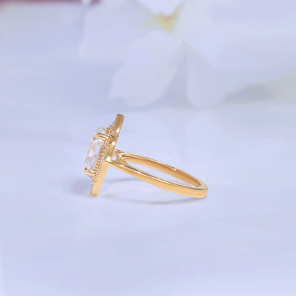 Yellow Gold Vintage-Inspired Oval Diamond Halo Ring Diamlux Fine Jewelry