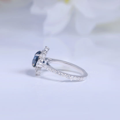 Elegant Blue Sapphire Halo Diamond Ring Diamlux Fine Jewelry