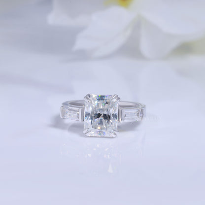 Elegant Radiant Cut Diamond Ring with Baguette Side Stones Diamlux Fine Jewelry