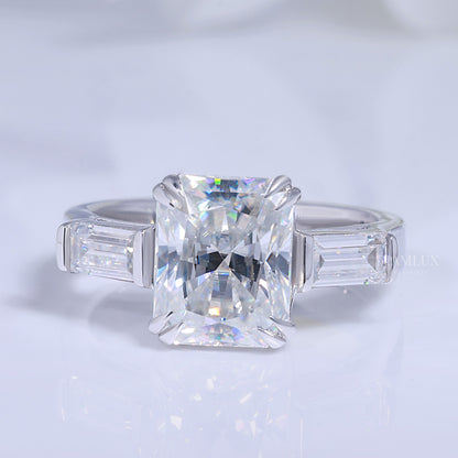 Elegant Radiant Cut Diamond Ring with Baguette Side Stones Diamlux Fine Jewelry