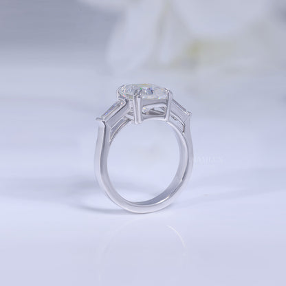 Elegant Radiant Cut Diamond Ring with Baguette Side Stones Diamlux Fine Jewelry