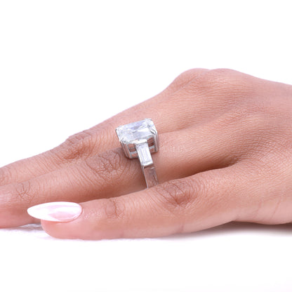 Elegant Radiant Cut Diamond Ring with Baguette Side Stones Diamlux Fine Jewelry