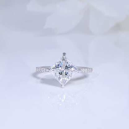 Elegant Princess Cut Diamond Engagement Ring with Pave Band Diamlux Fine Jewelry