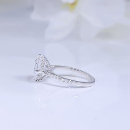 Elegant Princess Cut Diamond Engagement Ring with Pave Band Diamlux Fine Jewelry