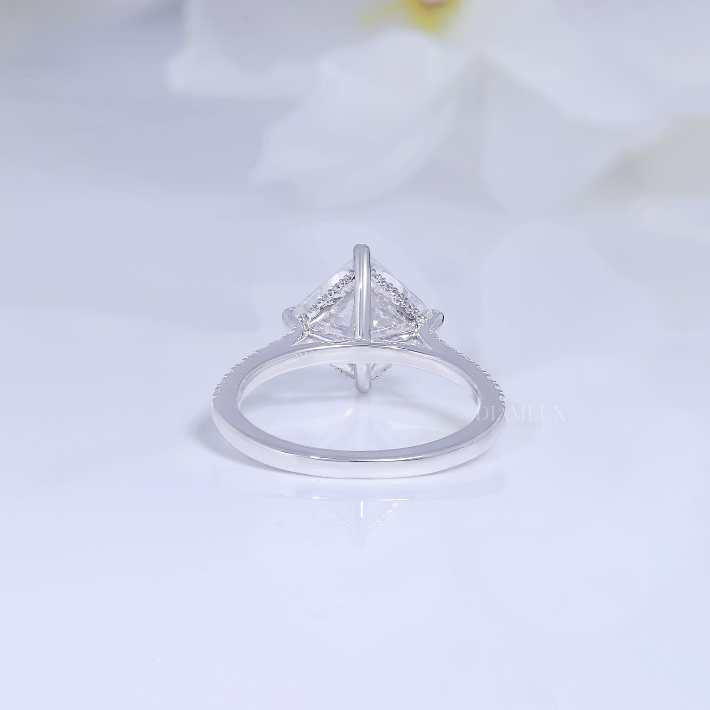 Elegant Princess Cut Diamond Engagement Ring with Pave Band Diamlux Fine Jewelry