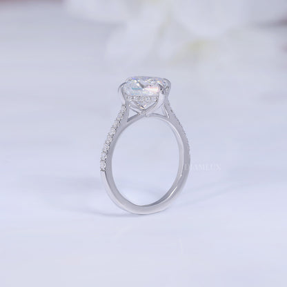 Elegant Princess Cut Diamond Engagement Ring with Pave Band Diamlux Fine Jewelry