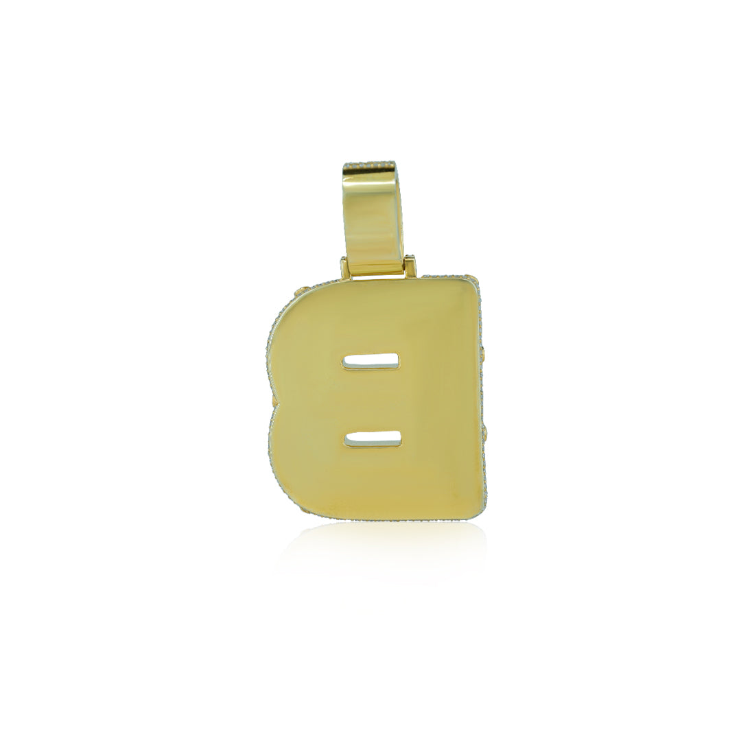"B" Fully Iced-Out Letter Pendant with vvs moissanite diamond Diamlux