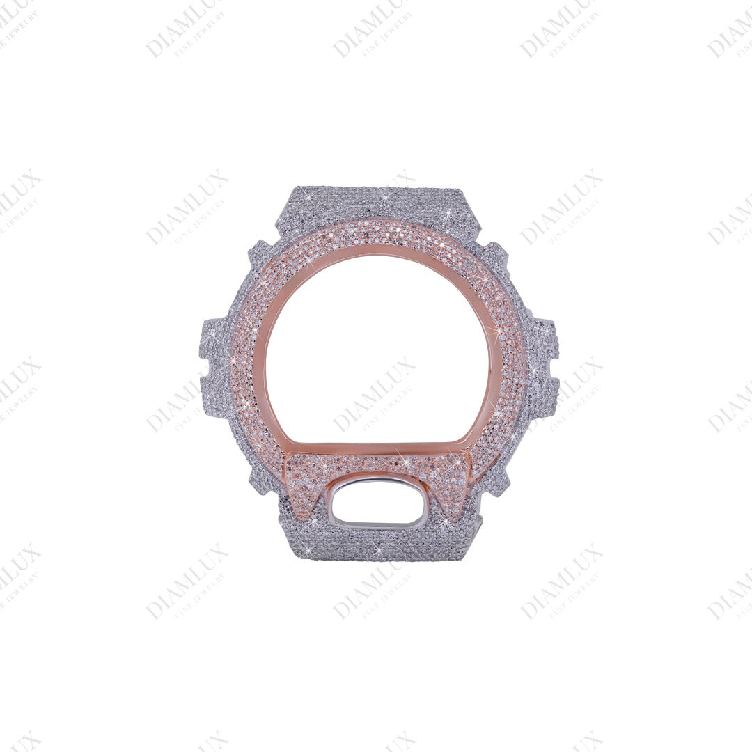 Fully Iced-out Two-Tone G-Shock Watch Bezel in Moissanite Diamlux
