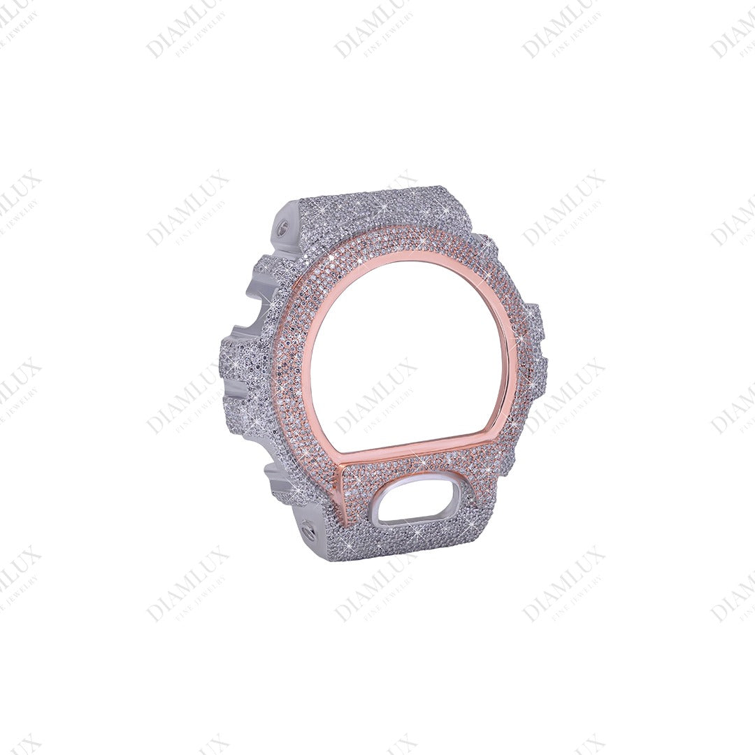 Fully Iced-out Two-Tone G-Shock Watch Bezel in Moissanite Diamlux